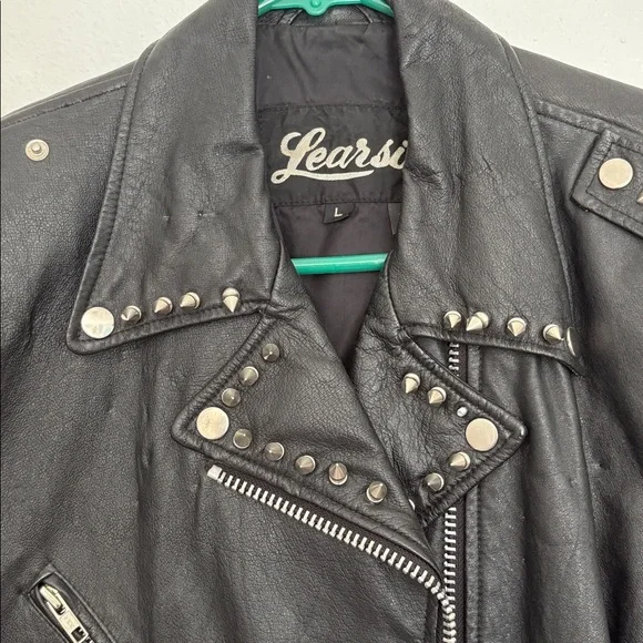 Black Leather Studded Jacket - Picture 2 of 9